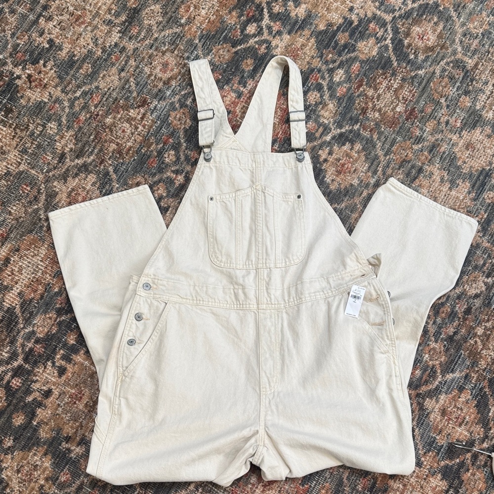 Old Navy NWT Cream Denim Overalls 16 Tall